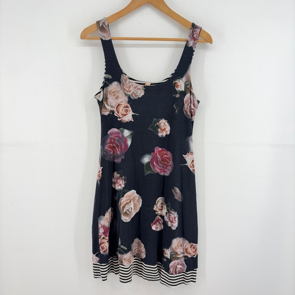 Bailey 44 90s Grunge Romance Floral Rose Striped Mini Tank Dress Small Stretch